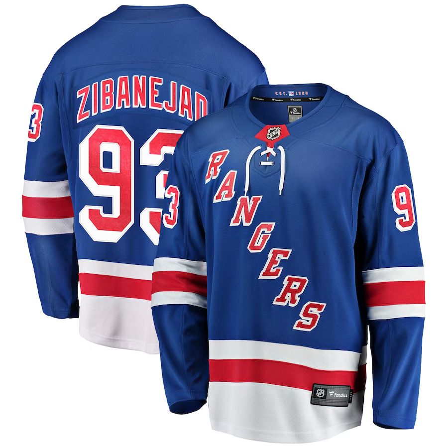 Men New York Rangers #93 Mika Zibanejad Fanatics Branded Blue Home Breakaway Player Game NHL Jersey->customized nhl jersey->Custom Jersey